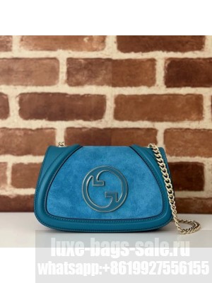 GUCCI BLONDIE SMALL SHOULDER BAG suede 815711 BLUE
