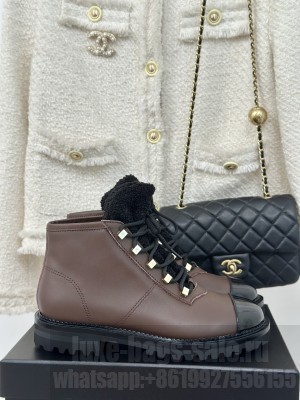 Chanel Women's Lace-Up Boots Brown
