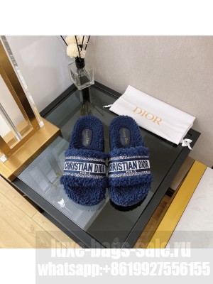 Christian Dior DIOR CHEZ MOI SLIDE Cotton Embroidery and Shearling 01