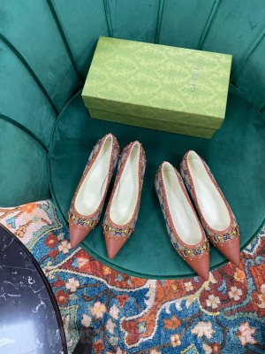 Gucci Women's GG Canvas/Calfskin with Horsebit Flat/Pumps Blue/Brown 2021 Collection