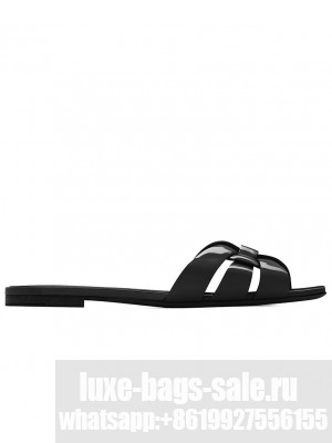 Saint Laurent Women's Tribute Mules In Patent Leather Black