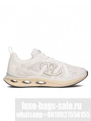 Valentino Men's Vlogo Easyjog Calfskin And Fabric Sneaker White
