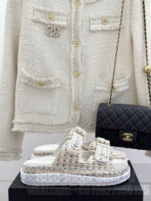 Chanel Velcro Dad Slide Sandals Beige 2025