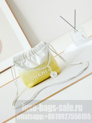 CHANEL 22 MINI HANDBAG AS3980 White & Light yellow