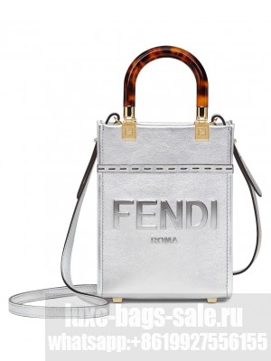 Fendi Mini Sunshine Shopper Silver