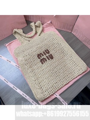 MIUMIU IN RAFFIA Shoulder Bags 5BD230 Apricot