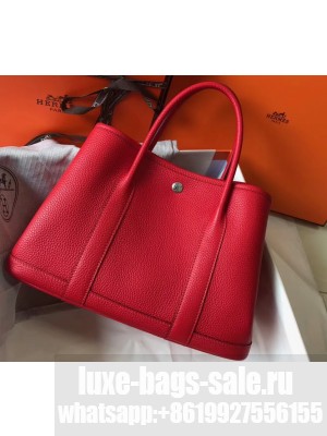 Hermes Calfskin Garden Party 30/36 Bag Red