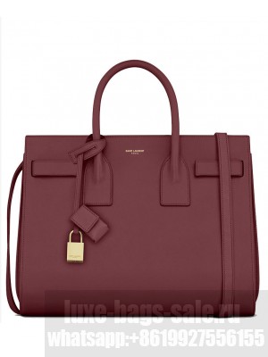 Saint Laurent Sac De Jour Topstitched Leather Satchel Bag Mauve