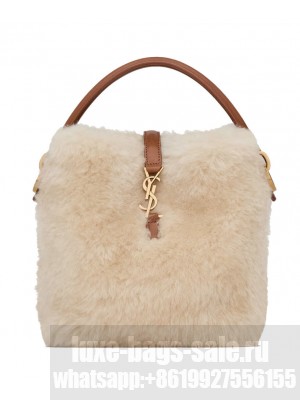 Saint Laurent Le 37 Mini In Shearling Cream