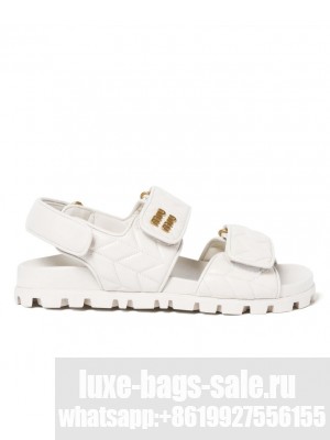 Miumiu Women's Sporty Matelasse Nappa Leather Sandals White