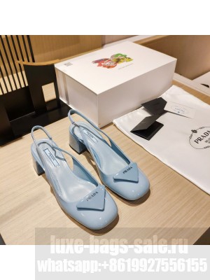 Prada leather slingback 50mm pumps Blue 2022 Collection