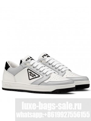 Prada Unisex District Perforated Leather Sneakers Gray