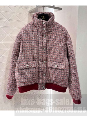 Chanel Women's Woolen Down Jacket Pink
