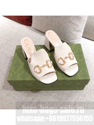 Gucci Leather Slide Sandal with Horsebit White 2021 09 Collection