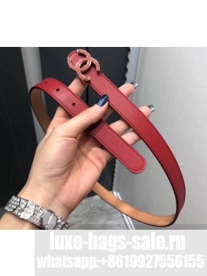 Chanel Width 2cm CC Logo Buckle Leather Belt Red