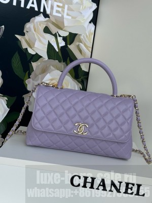 Chanel LARGE FLAP BAG WITH TOP HANDLE A92991 purple