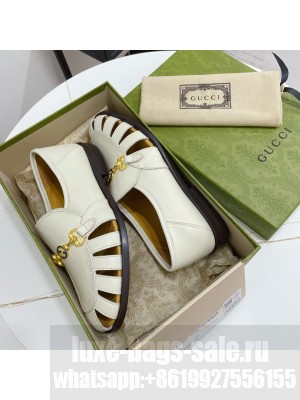 GUCCI Calfskin Cut out Loafers White 2021 Collection