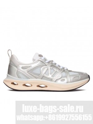Valentino Men's Vlogo Easyjog Sneaker In Mirror And Fabric Silver