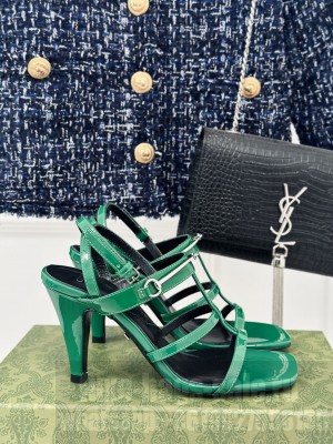 GUCCI Horsebit Slim Heel Sandals In Green