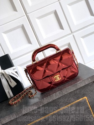 Chanel 25K Original Patent Leather Top Handle Bag  A6320 Wine