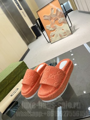 GUCCI Women's GG platform sandal Cotton Sponge 2022 Collection,Orange