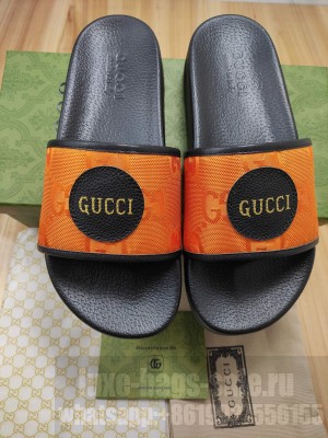 Gucci Unisex Off The Grid GG Nylon Flat Slide Sandals 2022 Collection,Orange
