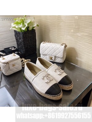 Chanel Wool Knit Espadrilles Lambskin Leather Spring/Summer 2021 Collection, Off White