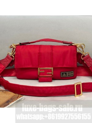 Fendi Men's Baguette Porter Nylon Medium Shoulder Bag/Belt Bag Red  2021 Collection
