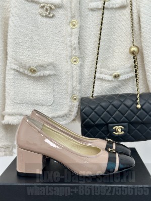 Chanel Women's 6cm Patent Leather Pumps Light Pink