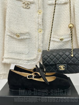 Chanel Mary Jane With Bow Suede Flats White 2024 