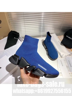 Balenciaga Unisex Speed 2.0 Knit Sock Sneakers Blue 014 2021 Collection