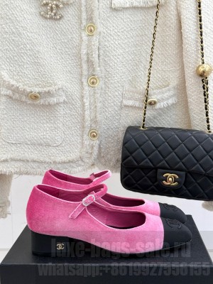 Chanel Chanel Women's 4cm Suede & Grosgrain Mary Janes Pumps velvet pink