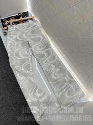 Chanel Printed Flared Denim Pants Grey