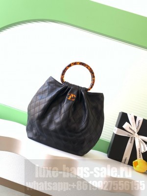 CHANEL Hobo Bag Lambskin AS6010 black