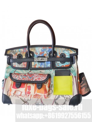 Hermes Birkin 35 Canvas & Swift Leather Cargo Graffiti Black