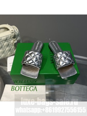 BOTTEGA VENETA Intreccio metallised leather Lido Flat Sandal Silver