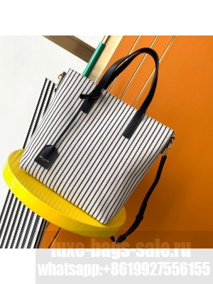 SAINT LAUREN RIVE GAUCHE N/S SHOPPING BAG IN LINEN AND COTTON 524124 WHITE LINEN
