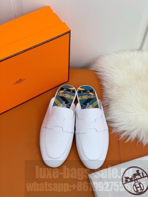 Hermes Catena mule White goatskin "H" cut-out 2021 Collection