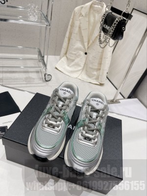Chanel G39792 Fabric & Laminated Green & Silver 2023SS 