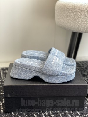 Alexander Wang trompe-l'oeil denim goatskin float slidel 2024 