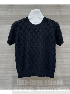 Chanel Women's Diamond Cashmere Top Black