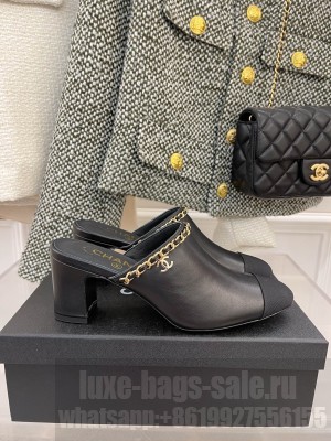 Chanel Heel 4.5cm Chain Mule Black Spring 2022 Collection