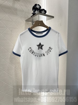 Christian Dior Dioriviera T-Shirt White, Black and Blue Cotton Jersey