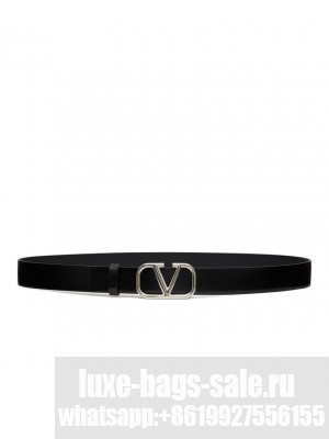 Valentino Vlogo Signature Calfskin Belt Black