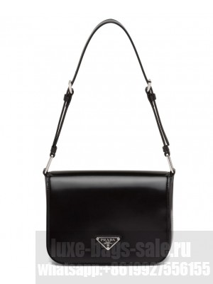 Prada Brushed leather shoulder bag 1BD308 Black