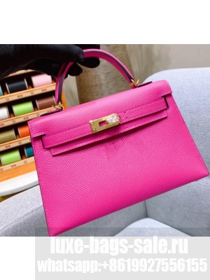 Hermes Mini Kelly II Bag in Original Epsom Leather Dark Pink