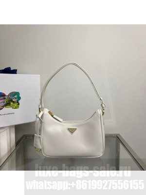 Prada Small Saffiano leather shoulder bag 1BD330 WHITE