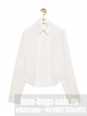 Loewe Women's Pleated Shirt In Cotton White