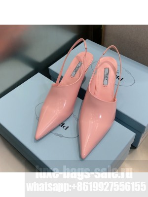 Prada 6.5CM Patent Leather Slingback Pink pumps 