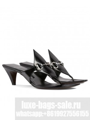 Gucci Women's Thong Sandal With Horsebit 764197 Black